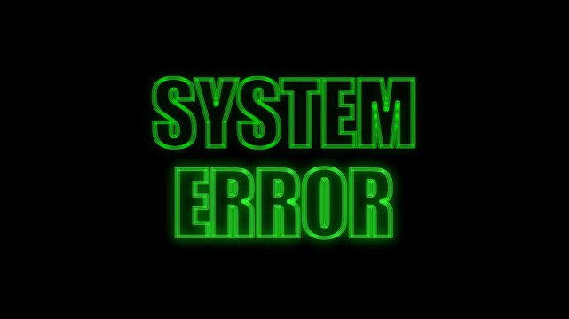 Neon Green System Error Text Animation