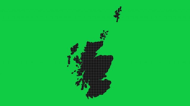 Scotland black cells effect map pop animation green background