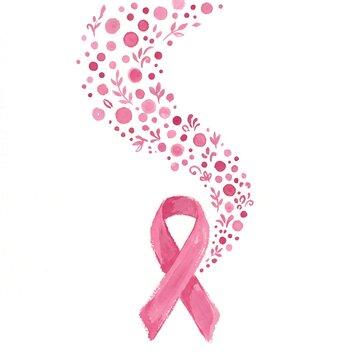 Watercolor art representing Pink October breast cancer awareness with floral elements