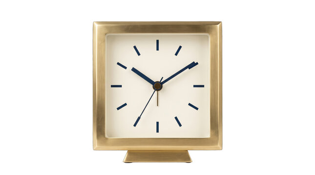 Gold Table Clock png, isolated on a transparent background