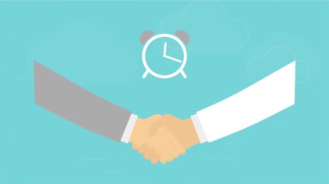 Business handshake animation representing timely corporate agreements and successful professional partnerships in motion footage