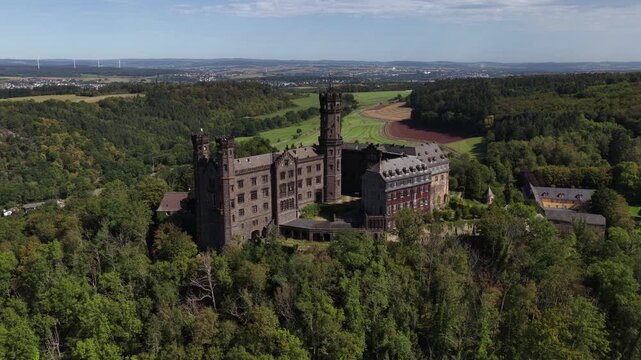 Aerial View of Schaumburg Castle near Balduinstein in Rhineland-Palatinate Germany