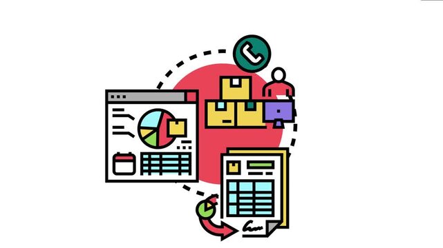System various stages of on demand inventory restocking, including communication, digital monitoring, data analysis, and procurement processes for efficient supply chain management