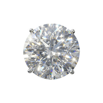 Round brilliant cut diamond solitaire earring isolated on transparent background