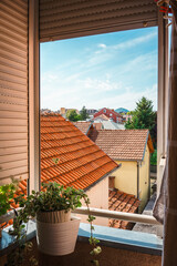 Obraz premium View from the terrace of the apartment, summer period by day