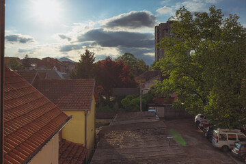 Obraz premium View from the terrace of the apartment, summer period by day
