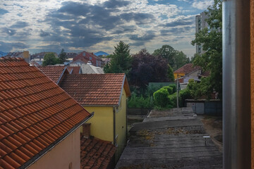 Obraz premium View from the terrace of the apartment, summer period by day