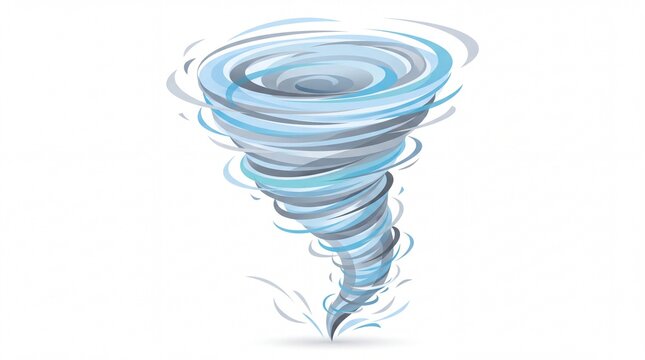 Vibrant blue and grey swirling cartoon tornado vector art icon isolated on white background