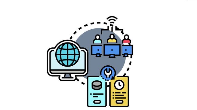 Modern digital system ensuring data availability and global connectivity for users, facilitating information backup and remote administration through a secure network