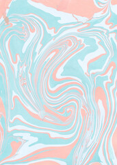 Obraz premium Pastel Aqua and Coral Marble Background with Smooth Organic Waves