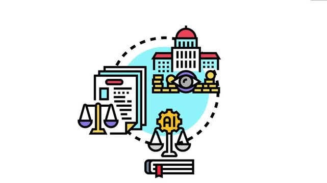 Government building establishing official rules and statutory acts, the federal legal rulemaking process involving law, justice, administration, and artificial intelligence technology