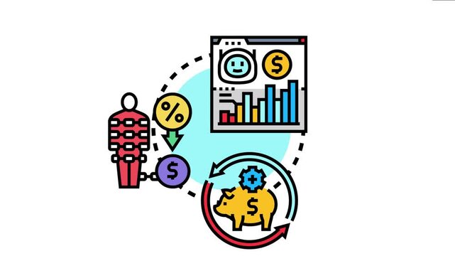 Analyzing different credit models. This vivid concept depicts a consumer engaging with both regulated financial systems and innovative autonomous lending platforms