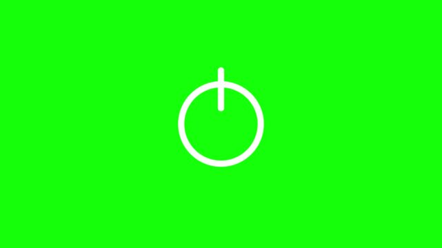 Green screen with white U shape and power symbol