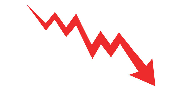 Red downward trend arrow graphic showing financial loss or decline