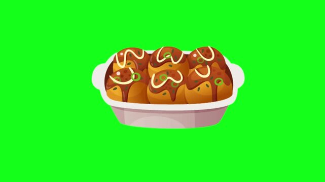 Flat vector animated plate of japanese food