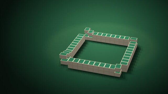 Mahjong Tiles Stacking Into Wall With Dice Roll And Deal Animation