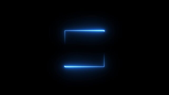 Neon light frame neon light photo frame .Glowing neon blue color lights background. Defocused blue color LED light rectangle on alpha transparent background.