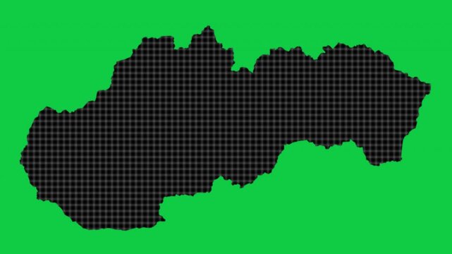 Slovakia black cells effect map pop animation green background