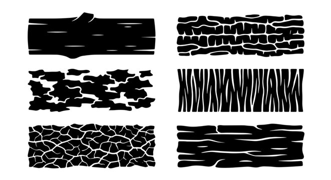 Tree bark textures set of grunge patterns for graphic design