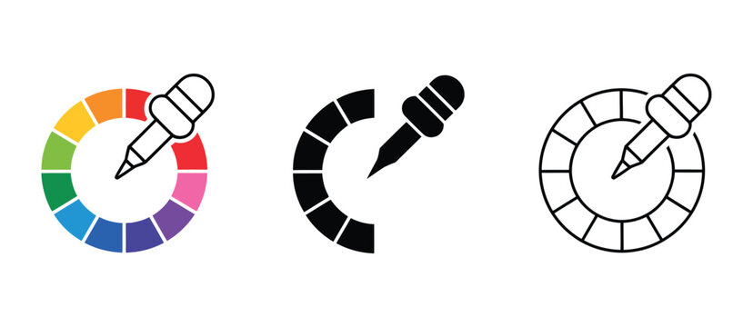 Color Picker symbols representing color selection, digital artwork, graphic design, palette tools, creative editing, visual customization, and professional design software.