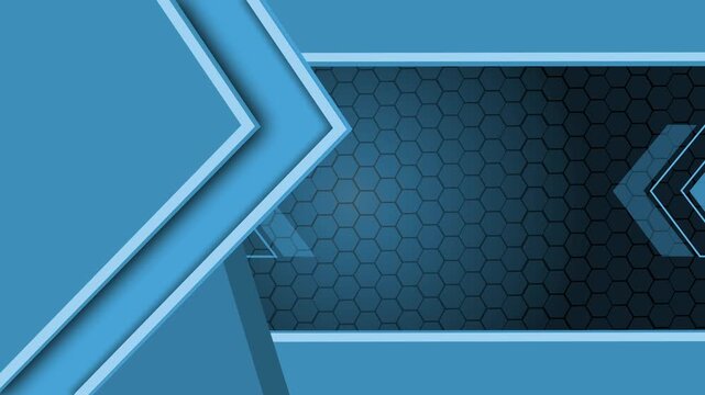 Modern abstract banner with layered chevrons hexagonal panel geometric tech background animation