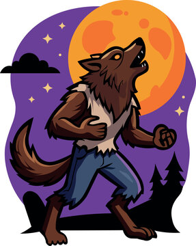 Werewolf Howling Full Moon Halloween Icon