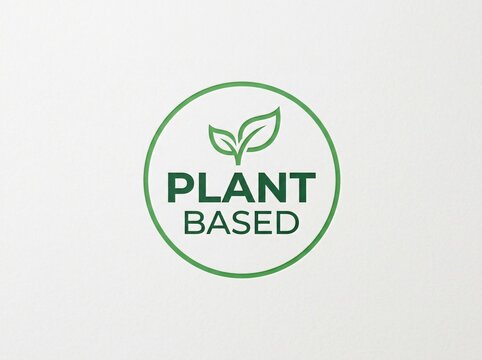 Plant based green logo stamp on white background with vegan stamp