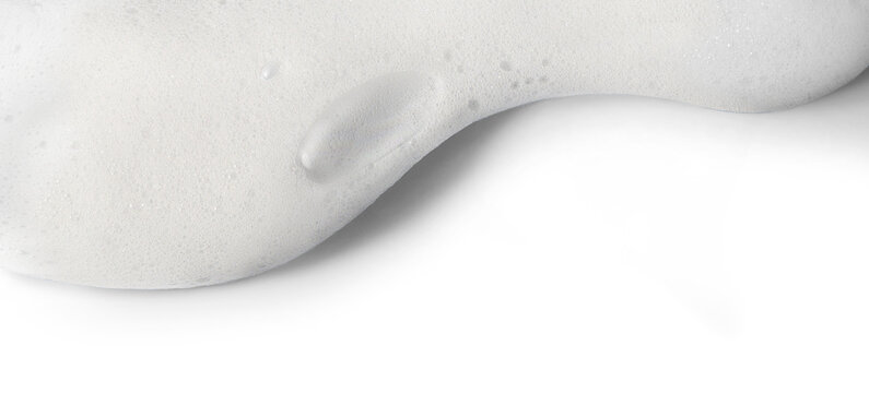 White soap foam, suds of detergent or shampoo.