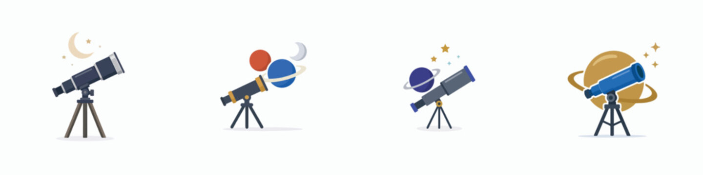 Astronomy set icon vector on white background