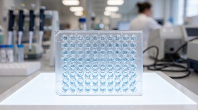 Laboratory Setting with Microplate Ready for Experimentation and Scientific Research Activities