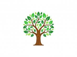 Obraz premium Green tree vector illustration on isolated white background