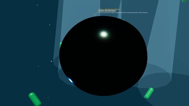 3D animation of Alcanivorax marine bacteria performing bioremediation on a crude oil droplet by deploying alkane hydroxylase to convert petroleum into water and carbon dioxide