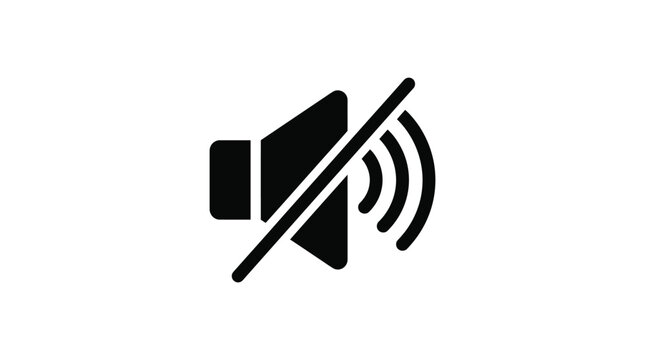 Minimalist mute speaker vector graphic illustration with black symbol silhouette 