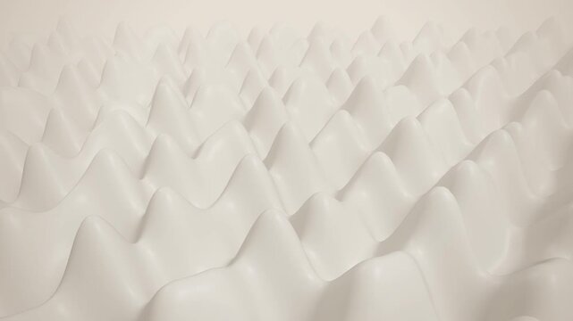 White cream acoustic foam peaks undulating smoothly in rhythmic sequence creates hypnotic minimal loop full frame with soft shadow motion.