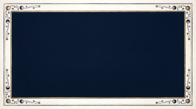 Celestial border frame with gold moon and star motifs on a deep navy blue background celestial mystical astrology background template decorative