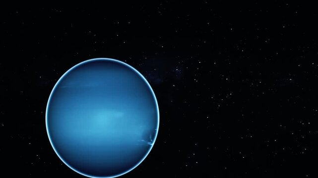 Realistic Neptune Ice Giant Planet in Deep Space with Stunning Blue Surface Details
