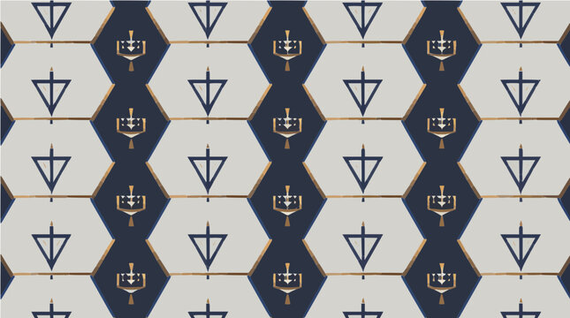 Hanukkah vektor pattern featuring geometric menorah symbols