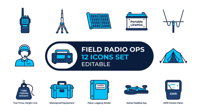 Field Radio Ops: 12 Icons Set