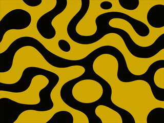 Abstract modern pattern featuring flowing organic shapes in golden yellow and black. Bold curved forms create a striking high-contrast composition suitable for wallpapers, textiles, packaging. © Sevil