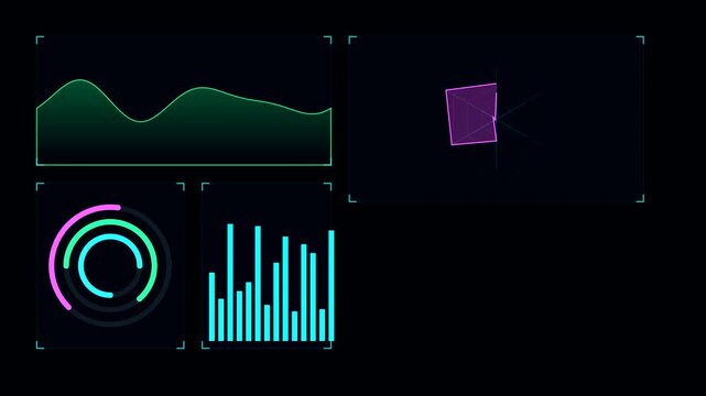 HUD graphic interface with data charts and graphs