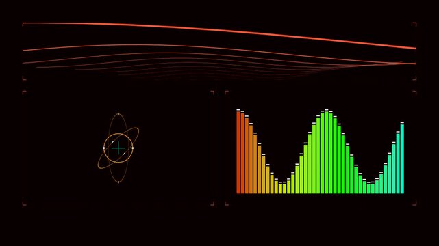 Abstract data visualization animation with audio waveform