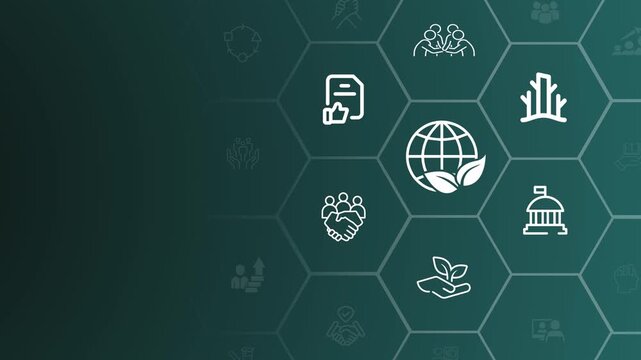 ESG concept of environmental, social and governance. Sustainable corporation development. Here, show a path there are many icons of environmental. 