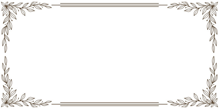 floral botanical on transparent background vector. floral, flowers, leaves, foliage, branches in hand drawn. Line art blossom frame design