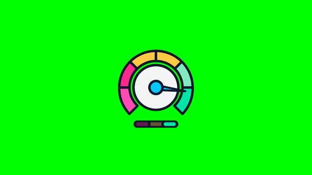 Speedometer Gauge Motion Graphic Icon Animation on Green Screen Background
