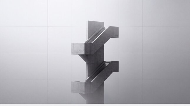 Monolithic concrete stairs and escalators in minimalist architecture