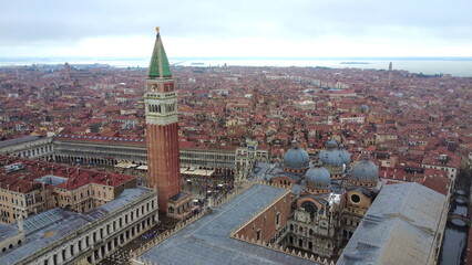 Venice Italy St Mark's Campanile Basilica Aerial Drone HD Image © Guy