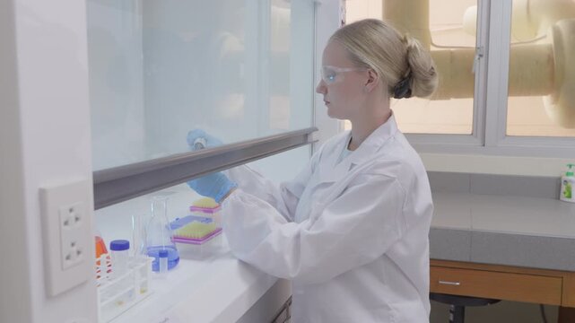 Doctor Conducts Biological Research of Viruses in the Laboratory