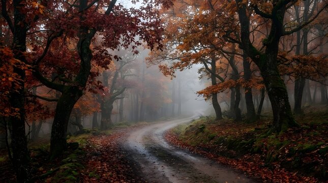 Mysterious face silhouette in autumn forest