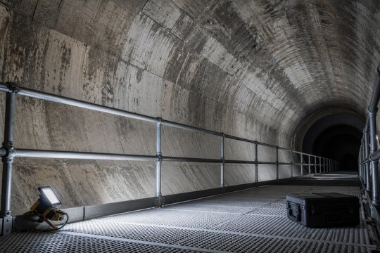 Industrial kiln refractory repair - a safe access platform beneath cold worn lining