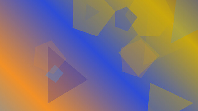 Geometric shapes floating over a smooth blue
